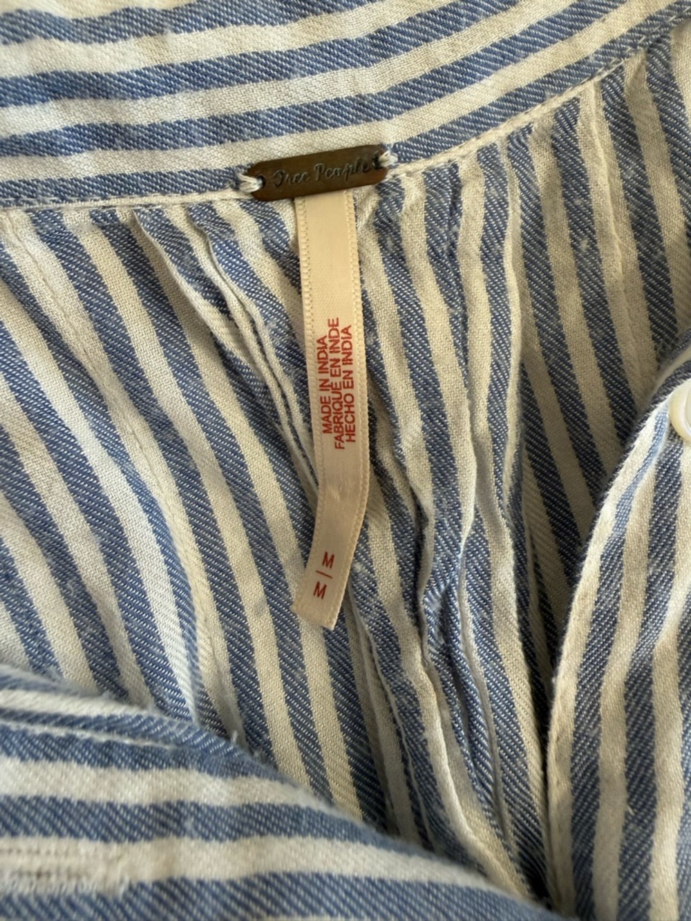 Free People Blue and White Striped Sleeveless Romper w/pockets - Picture 5 of 5